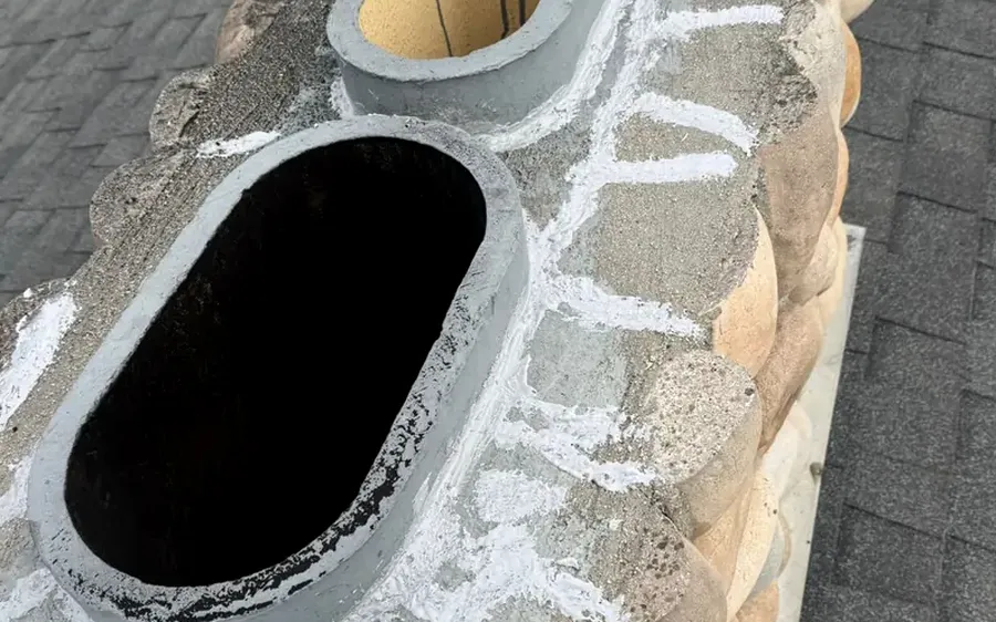 Top of a chimney showing the flue openings